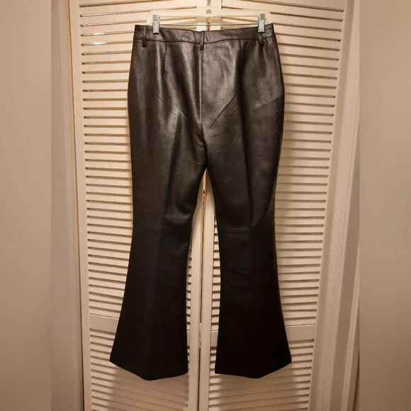 Faux Vegan Leather Flared Trousers - Picture 2 of 4